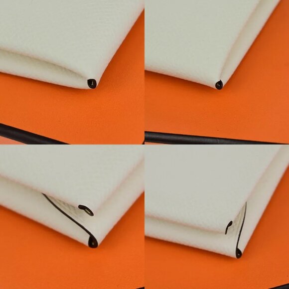 HERMES Logo Calvi Duo Card Holder Coin Case Epsom Leather White Yellow 50RK842 - Picture 6 of 12